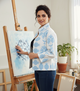 Chaqueta Personalizada para Mujer, Diseño Floral Otoñal e Invernal, Hecha a Mano, Bordado Suzani, Ecológica, con Botones de Algodón - Product Image 2