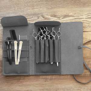Étui professionnel en cuir véritable pour ciseaux de barbier, pochette pour ciseaux de coiffeur, ceinture porte-outils de salon, organisateur d'outils, anti-odeur, décontracté - Product Image 5