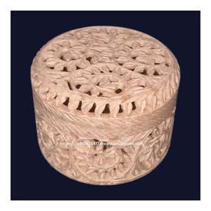 High Quality Premium Design Best Handmade Quality Soapstone Carving <b>Box</b> With Round Shape Use <b>For</b> Jewelry Storage <b>Box</b> Gift Item - Product Image 1