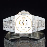 Neue Premium-Qualität Weiße Vereiste Diamant-Saphirkristall-Legierung Gehäuse Herrenuhr Wasserdicht Chronograph Funkelnder Statement-Schmuck