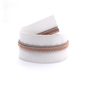 Fashion #5 Metallic Rose Gold Nylon <b>Zipper</b> Decorative <b>Zipper</b> for Handbags - Product Image 1