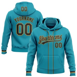 <b>Men's</b> Turquoise Hooded Zip-Up Sweatshirt Custom Name Number Heat Transfer Printing Casual Autumn Wear Regular Fit - Product Image 1