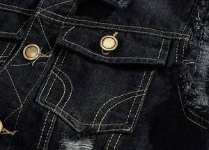 Chaleco vaquero estampado de moda para hombre, estilo otoñal, lavado, rasgado, ajustado, sin mangas, transpirable, con botones, estilo cowboy, hip hop, ropa de calle, prenda exterior - Product Image 5