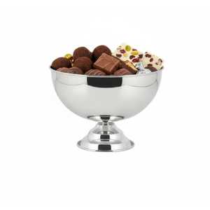 Tazón de Servir con Pedestal de Acero Inoxidable, Tazón de Metal Plateado para Helado, Plato de Lujo para Chocolate, Dulces y Postres, Buffet - Product Image 1