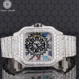 Reloj de Lujo Charm Jewels de Acero Inoxidable con Diamantes Incrustados, Esfera Cuadrada, Movimiento Mecánico Analógico, Fecha Automática, 10 Bar, para Hombre - Product Image 1