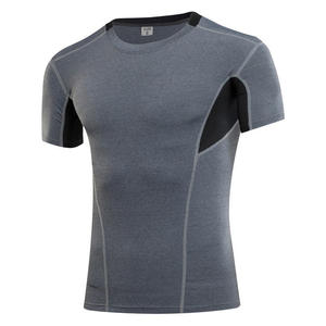 Wholesale <b>Mens</b> <b>Compression</b> T <b>Shirt</b> Color Block Quick Dry Rash Guard Short Sleeve Gym Top Athletic Running Workout Fitness <b>Shirts</b> - Product Image 4