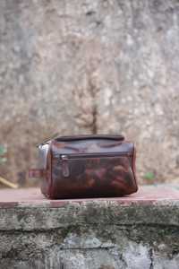 Wholesale Genuine Leather Toiletry Bag Mens Dopp <b>Kit</b> Travel Wash Bag Waterproof Lining <b>Shaving</b> <b>Kit</b> Bag Factory TYG-0196 - Product Image 2