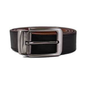 Cinturón de cuero genuino de vaca con hebilla negra sólida, estilo formal con hebilla plateada, cinturón de cuero genuino duradero. - Product Image 1