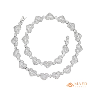 Collar de Plata de Ley 925 con Eslabones de Corazón de Moissanita, Cadena de Joyería de Moda, Estilo Nueva York, Colgante Elegante y Chic para Mujer y Hombre - Product Image 1