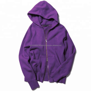 100% Cotton Terry Hoodie Custom High Quality Embroidered Zip-up Fashion Style Bright for <b>Purple</b> for Winter Season Plain Dyed - Product Image 2