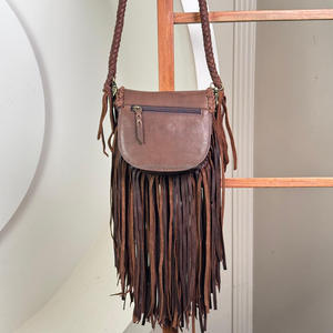 Nouveau haute qualité 2025 tendance Turquoise pierre en cuir véritable frange sac à bandoulière Western bohème peau de vache sacs à main pour femmes - Product Image 5