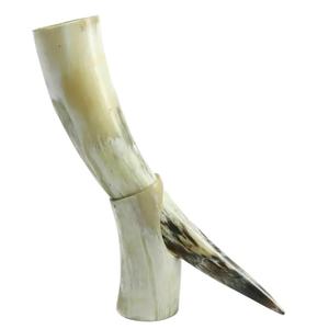 Corne à boire Viking naturelle d'inspiration européenne Style religieux écologique avec support en fer noir pour la bière Cadeaux inspirés de la nature - Product Image 3