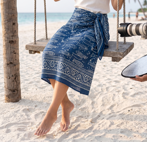 Hand Block Printed Lightweight Breathable Long Cotton Scarves <b>Sarong</b> Pareo Floral Beach <b>Wrap</b> Gift Women Boho Cover Custom Logo - Product Image 6