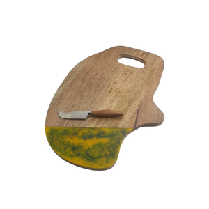 Plateau de service élégant en bois d'acacia et marbre pour la maison, l'hôtel, la cuisine et la salle à manger - Product Image 1