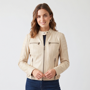 Premium Quality Women Genuine Leather Jacket <b>Vintage</b> Biker Motorcycle Jackets Fashion Casual Leather Outerwear Coat Ladies - Product Image 6
