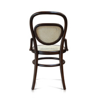 Chaise de salle à manger de style Thonet Hoffman moderne, couleur foncée, design en rotin, bois de teck, décoration d'intérieur, anniversaire