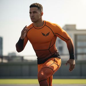 Ensemble de sport tendance 2026 pour homme : survêtement de compression, rashguard, leggings de gym, t-shirt à manches longues, idéal pour le jogging et l'entraînement en extérieur - Product Image 6