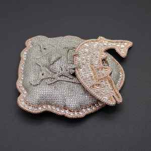 Rose Gold Plated <b>Crystal</b> <b>Animal</b> Pendant Charm Micro Insert Baguette Cut Luxury Themed Unisex Jewelry - Product Image 1