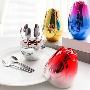 Cubertería de acero inoxidable estilo europeo, vajilla plateada de lujo para hotel, cubertería con forma de huevo, juego de cubiertos de acero inoxidable plateado. - Product Image 6