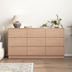 Cassettiera Moderna Stile Mid-Century a 9 Cassetti in Legno, Grande Mobile da Terra per Camera da Letto, Adatta per Supporto TV Lungo - Product Image 6