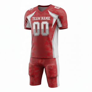 ชุดยูนิฟอร์มอเมริกันฟุตบอลแบบระบายอากาศได้ดี พิมพ์ลายตามสั่ง พร้อมกางเกงขาสั้น ตำแหน่งโลโก้ด้านหน้า ผลิตจากโพลีเอสเตอร์ 100% ป้องกันแบคทีเรีย - Product Image 5