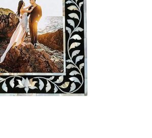 Mother of Pearl Inlay Decorative Photo <b>Frame</b> – <b>Black</b> & White Colour | Handmade Floral Inlay Picture <b>Frame</b> Luxury - Product Image 2