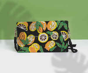 Rebecca élégant sac de soirée fait à la main blanc perlé pochette vert feuille conception décorations brodées à la main y compris les chaînes bouton - Product Image 3