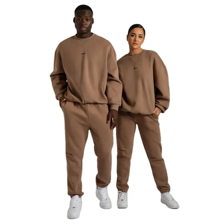 unisex track suit plain jogger 2 piece pants set jogging sweatsuit sportswear custom logo 100% cotton suits