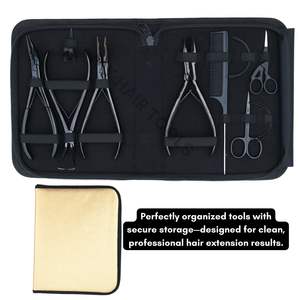Kit d'outils pour extensions capillaires de salon avec pince à micro-perles, pince à sertir, ciseaux pour extensions, peigne à queue et aiguilles à coudre - Product Image 6