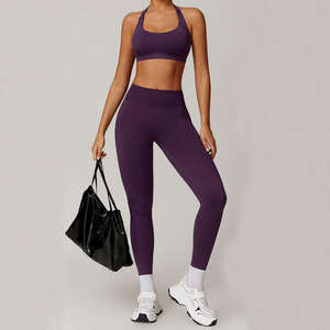 Ensemble de sport sans couture 5 pièces pour femme : soutien-gorge de sport, crop top, haut à manches longues, leggings taille mi-haute respirants - Product Image 4