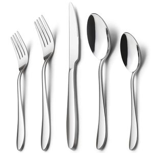 Ensemble de couverts élégants et modernes en acier inoxydable, service pour 4 personnes, couteaux à dîner/cuillères/fourchettes, poli miroir, passe au lave-vaisselle, ZAARA - Product Image 4