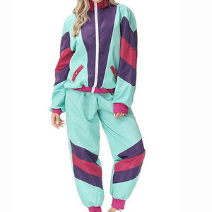 Ensemble de survêtement en nylon épais pour femme avec logo personnalisé, coupe ample, veste zippée, plusieurs couleurs, grandes tailles, couleur unie - Product Image 2