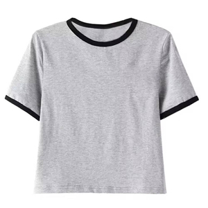 T-shirt court décontracté pour femme 100 % coton à col rond et manches courtes, fabricant OEM ODM en gros - Product Image 4