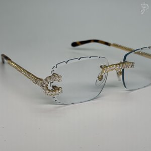 Monturas Geométricas con Lentes Transparentes, Diseño Moderno con Incrustaciones de Diamantes Hechas a Mano, para Gafas de Sol - Product Image 2