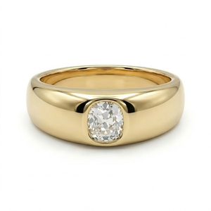 1960s Mid Century Old Mine Cushion Cut CVD Lab Diamond <b>Ring</b> Flush <b>Set</b> Solitaire Wedding <b>Ring</b> in 14K Solid <b>Gold</b> Engagement <b>Ring</b> - Product Image 1