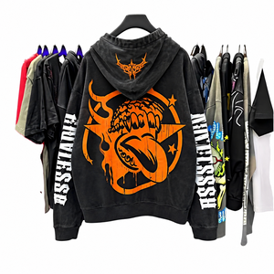 Sweat-shirt à capuche oversize pour homme, imprimé dragon noir et vert, streetwear, en molleton bouclette 100% coton, anti-plis, logo tricoté sur le devant - Product Image 2