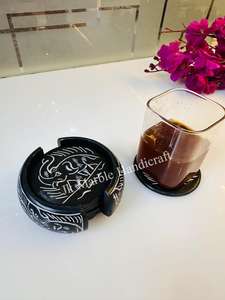 ชุดจานรองแก้วหินอ่อน 6 ชิ้น งานฝีมือสวยงาม พร้อมที่วางหินเคลือบสีคุณภาพสูง สำหรับชา ของตกแต่งครัวสไตล์ศาสนา - Product Image 6