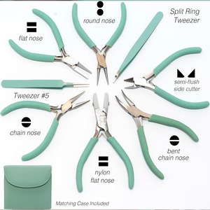 8PCS Fashion Color Jewelry <b>Pliers</b> <b>Set</b> – Slimline Color-Coordinated Jewelry Making Tools with Aqua Storage Clutch - Product Image 4