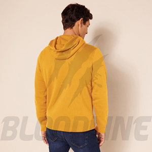 Sweat-shirt à capuche unisexe Bloodline, jaune, hiver, fermeture éclair, coupe classique, couleur unie, décontracté, poche avant, respirant, en polaire - Product Image 1