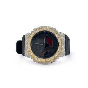Montres de luxe tendance avec diamants, bracelet en caoutchouc noir, pièces intemporelles, boîtier rond artistique, montre unisexe - Product Image 1