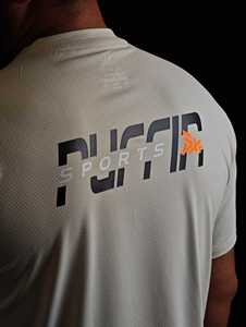 เสื้อยืดแขนราแกลนพิมพ์ลายแนวตั้งสำหรับผู้ชาย PUFFIN SPORTS OEM แบบสั่งทำพิเศษ แห้งเร็ว ทรงสปอร์ต คอกลม ทรงปกติ พิมพ์ลายสะท้อนแสง - Product Image 6