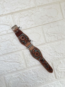 Correa de reloj de cuero genuino suave de repuesto, diseño floral bohemio occidental, hecha a mano, la más vendida de 2026 - Product Image 4