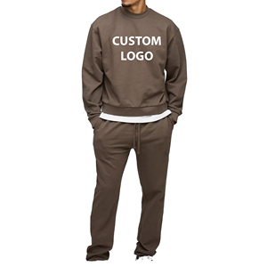 Oversized Solid Fleece Tracksuit Men <b>Women</b> <b>Baggy</b> Fit Two Piece Sportswear Set with Hoodie <b>Jogger</b> Casual Wear Gym Training Street - Product Image 1
