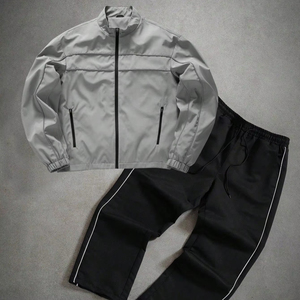 Ensemble de survêtement unisexe à motif uni, respirant, léger, grande taille, veste et pantalon, tissu polyester/nylon, personnalisable, vêtements d'hiver - Product Image 1