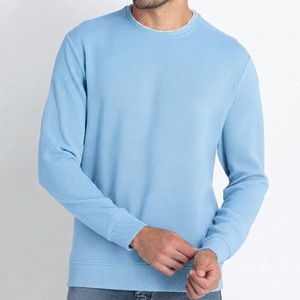 Suéter de Punto para Hombre, Cuello Redondo, Color Azul Claro, Corte Regular, Manga Larga, Color Sólido, Suave, para Uso Diario en Otoño - Product Image 1