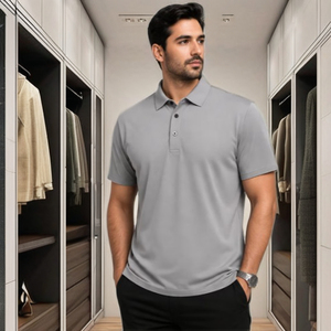 Camiseta Polo Gris Claro Premium para Hombre - Product Image 1