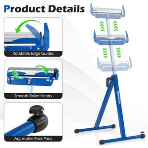 Set di 2 Supporti Pieghevoli in Metallo Blu per Falegnameria, con Guide per Bordi, Banco di Supporto Portatile per Lavorazione del Legno - Product Image 5
