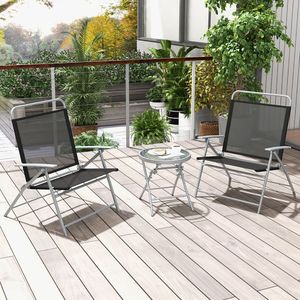 Set di 3 Sedie Pieghevoli in Metallo per Esterni, Ideali per Conversazioni in Giardino - Product Image 1