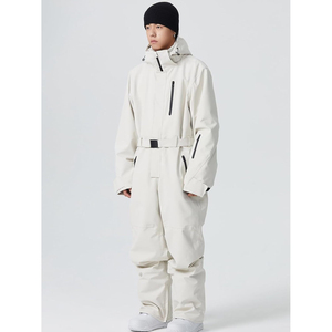 Combinaison de ski unisexe imprimée, chauffante, à capuche, avec fermeture éclair, imperméable, pour l'hiver, avec ceinture - Product Image 2