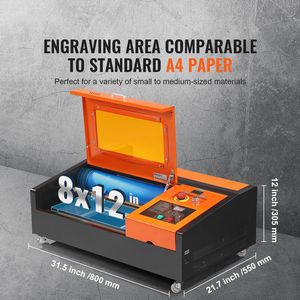 เครื่องแกะสลักเลเซอร์ CO2ตั้งโต๊ะ40W 12x8 11.8 IPS เครื่องตัดเลเซอร์ท่อเลเซอร์ระบายความร้อนด้วยน้ำเข้ากันได้กับการตัดกระจกหน้าต่าง - Product Image 5